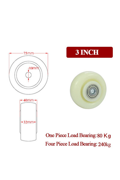 choice2 1PC White-3inch 2.5/3/4/5inch Caster Furniture Wheels Sliding Swivel ...