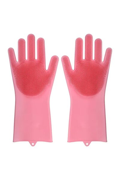 choice2 Pink Magic Silicone Dishwashing Cleaning Gloves Household Scrubber Ef...