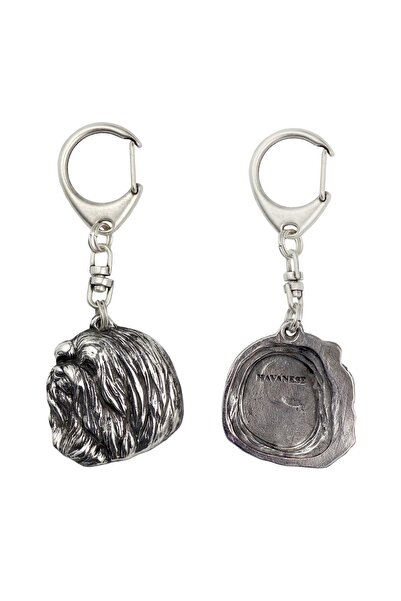 Art - Dog Havanese - Silver-plated key ring with dog, handbag decoration, bac...