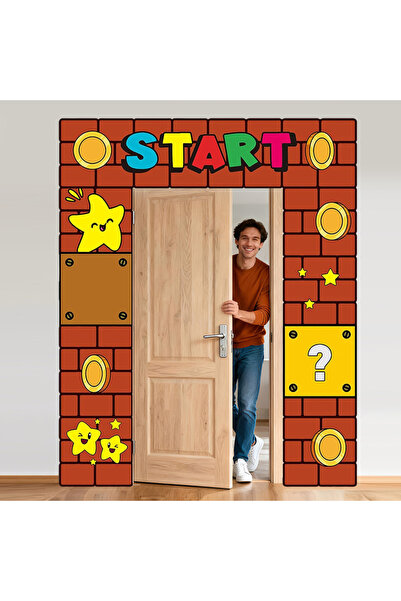 Choice زينة حفلات أعياد الميلاد بتصميم لعبة سوبر بروس، لافتة للشرفة وخلفية، م...