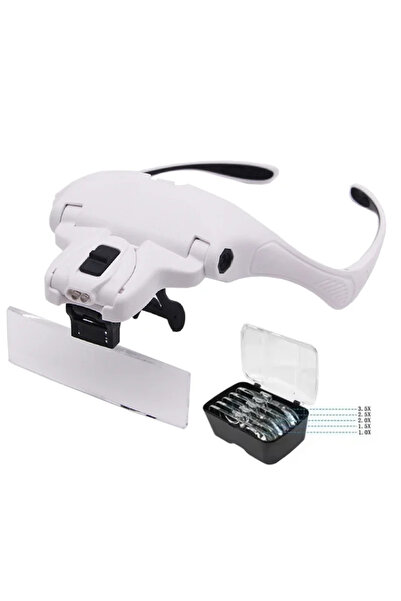 Choice B1 Head-Mounted Magnifier With LED Light 1x-3.5x Lenses For Soldering ...