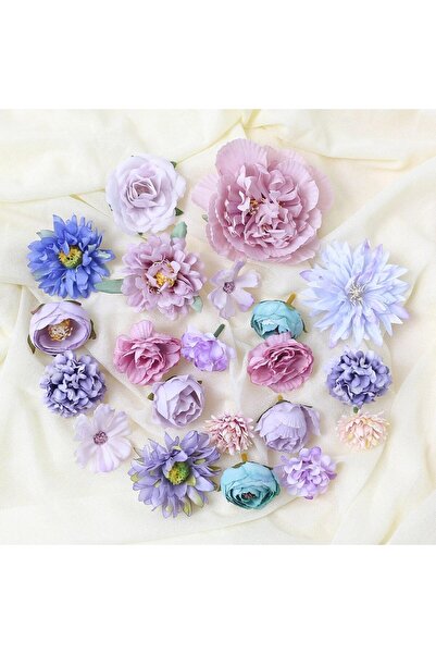 Choice8 21Pcs Pureple Mixed Artificial Flowers Heads Silk Rose Fake Flowers f...