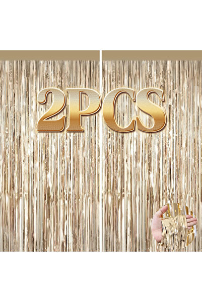 Choice 2Foil Champagne 2Pcs Champagne Golden Foil Fringe Backdrop Streamers, ...