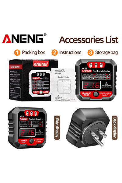 choice2 ANENG US Plug(Black) Digital Socket Power Tester ANENG AC28 Circuit B...