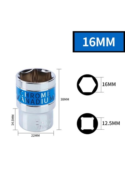 Choice12 16mm 8-32mm 1/2 Inch Hex Metric Short Socket CR-V Ratchet Wrench Soc...