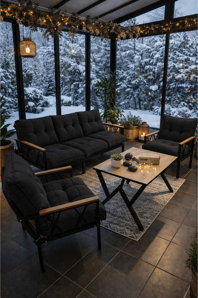 UFUK HOME Miray 311 Masalı Fermuarlı Bahçe Balkon Takımı, Salon, Teras- Berje...