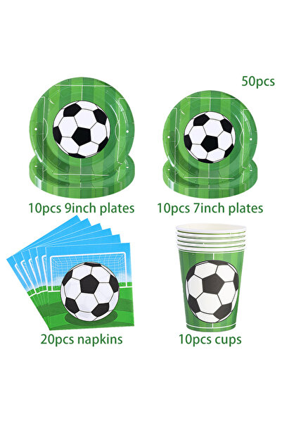 Choice4 set A - 50pcs Soccer Themed Birthday Party Tableware Kit – Disposable...