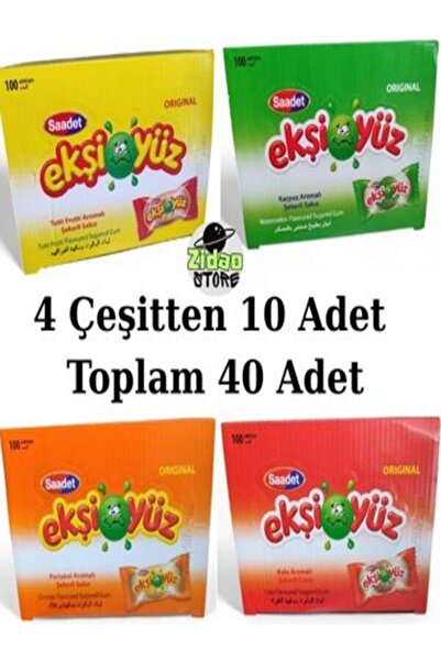 Emrah Gültekin Ekşi Yüz Sakız 40 Adet 4 Aromalı Karışık Paket Kola - Tutti Fr...