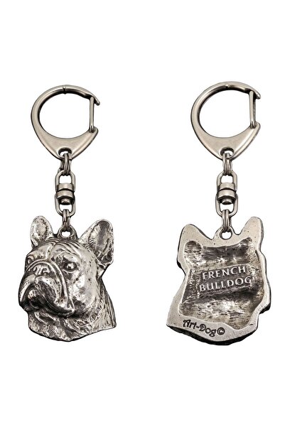 Art - Dog French Bulldog - Silver-plated key ring with dog, handbag decoratio...
