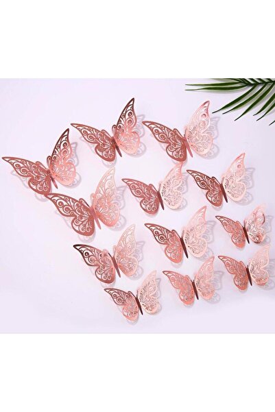 choice2 A Rose Gold 12pcs 12pcs/Set 3D Hollow Butterfly Wall Stickers Bedroom...