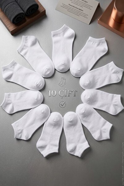 Socks Stores 10 ζευγάρια βαμβακερές λευκές κάλτσες-μποτάκια – Σετ κοντών κάλτ...