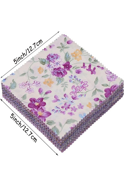 Choice 42PC 42 pieces purple quilted fabric squares 12.7 x 12.7 cm pre-cut qu...