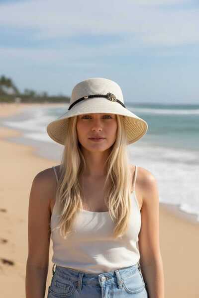 Aware Time Ψάθινο καπέλο μισού φεγγαριού