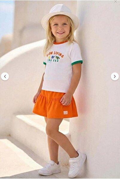 Zeyland Κοριτσίστικο πλεκτό σορτς με βολάν - Πορτοκαλί 26391