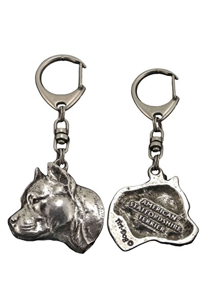 Art - Dog American Staffordshire Terrier - Breloc placat cu argint cu câine, ...