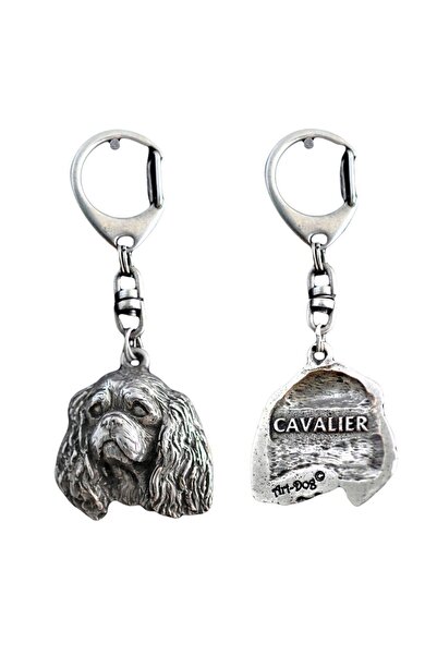 Art - Dog Cavalier King Charles Spaniel - Breloc placat cu argint cu câine, d...