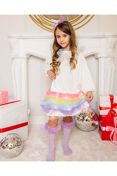 fustite cu luminite Σετ 2 τεμαχίων, Φόρεμα Ουράνιο Τόξο και Κάλτσες - 12-18 μ...