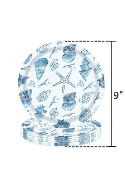 Choice5 9inch plates 20pcs 20pcs Ocean Shell Disposable Party Paper Plate Tis...