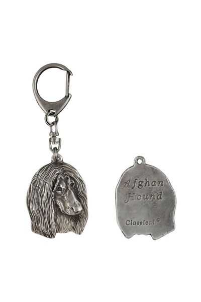 Art - Dog Ogar afgan - Breloc placat cu argint cu câine, decorațiune pentru g...