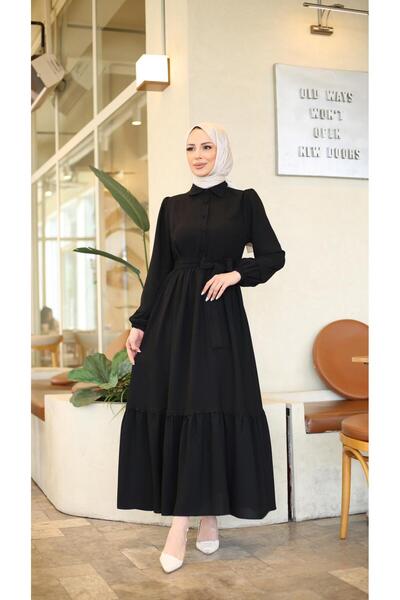 Moda İncir Δαντελωτό φόρεμα με κορδόνια