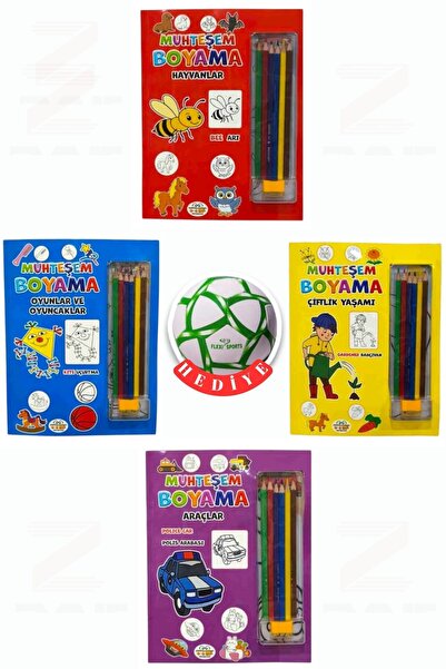 Parıltı Yayınları Fabulous Coloring-Animals-Farm Life-Games and Toys-Vehicles...