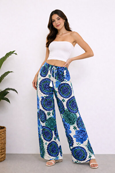 BALİS PİJAMA Women's Ethnic Patterned Woven High Waist Lace-Up Waist Stylish ...