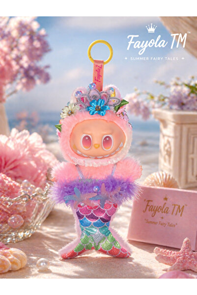 Fayola ™   Ροζ Λούτρινη Γοργόνα – Μπρελόκ Φαντασίας με Φλοράλ Σχέδιο, 23 εκ.