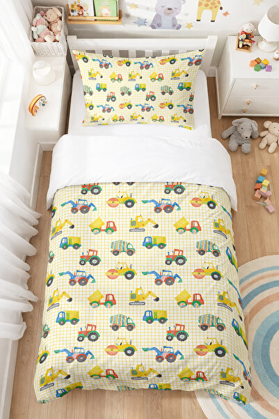 BelezaHome Ekose Kepçe Desenli Çocuk Nevresim Kılıfı 160x220 Pamuk Tek Kişili...
