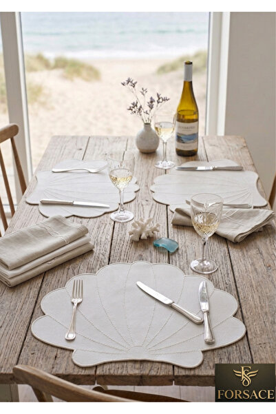 FORSACE 6 Τεμάχια Πολυτελή Λευκά Είδη με Λεπτομέρεια σε Όψη Πέρλας, Αμερικάνι...