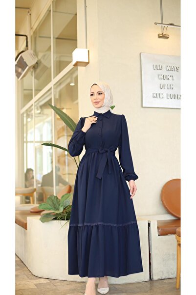 Moda İncir Δαντελωτό φόρεμα με κορδόνια