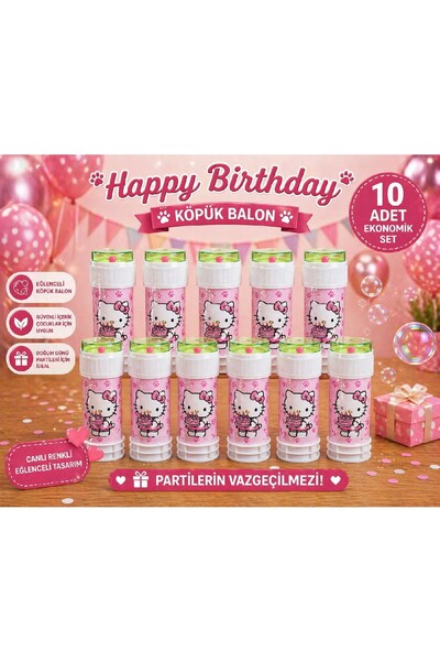 Bkmc Happy Birthday Köpük Balon 10’lu Set Pembe Kedi Temalı Doğum Günü Parti ...