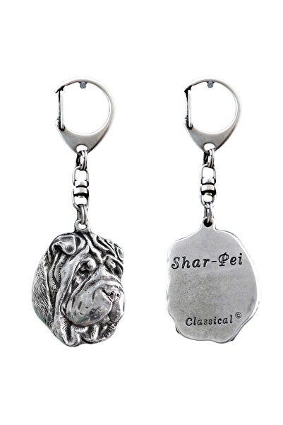 Art - Dog Shar Pei - Breloc placat cu argint cu câine, decorațiune pentru gea...