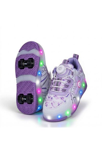 CEZY Patenli Işıklı Spor Ayakkabı Led Renk Geçişli Çocuk Paten Sneaker