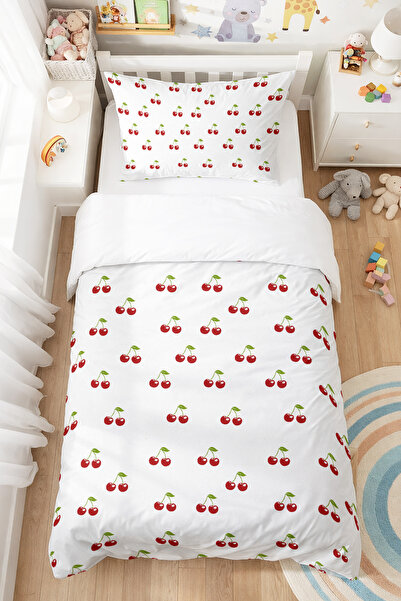 BelezaHome Kirazlar Desenli Çocuk Nevresim Kılıfı 160x220 Pamuk Tek Kişilik K...