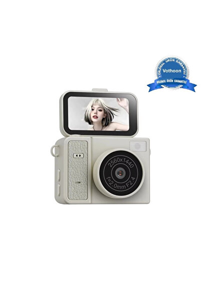 Vothoon 2K HD Ekranlı Mini Dijital Retro Video Kamera Flaşlı Dijital Vlog Min...