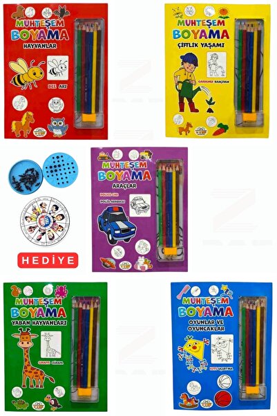 Parıltı Yayınları Fabulous Coloring-Animals-Farm Life-Games and Toys-Vehicles...