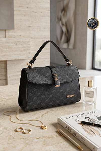 Armine Γυναικεία τσάντα χειρός και ώμου με μαύρα κουκκίδια και χιαστί λουράκι...