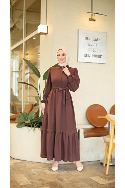 Moda İncir Δαντελωτό φόρεμα με κορδόνια