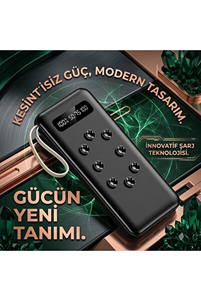 wiks 10.000 mAh Kapasiteli Powerbank - Vantuzlu Tasarım, Dijital LED Gösterge...