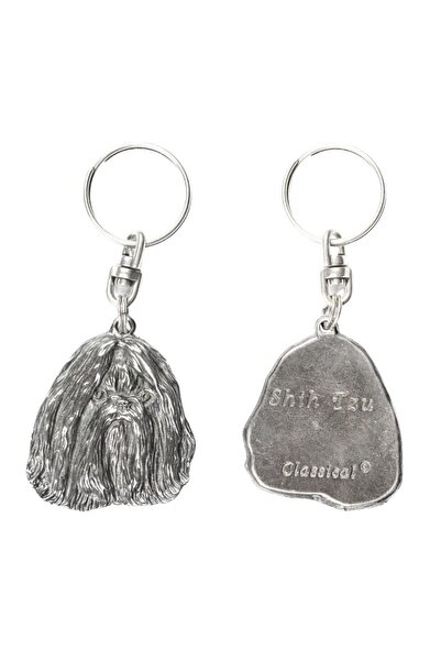 Art - Dog Shih Tzu - Silver-plated pendant with a dog in a decorative box, ha...