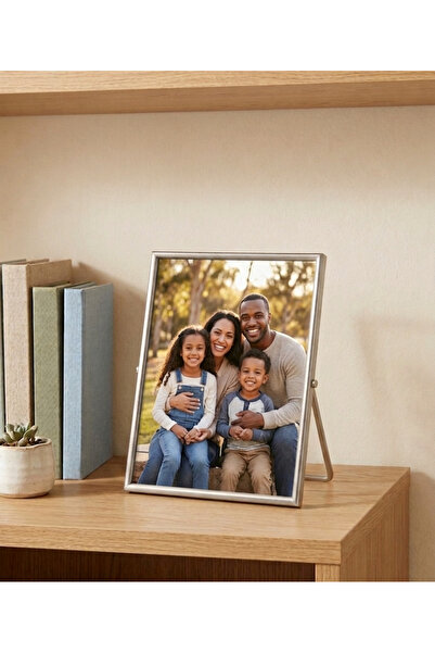 Dressy Home Metal Fotoğraf Çerçevesi Çift Camlı Masaüstü Kitaplık Resim Çerçe...