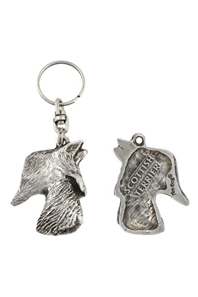 Art - Dog Scottish terrier - Silver-plated pendant with a dog in a decorative...