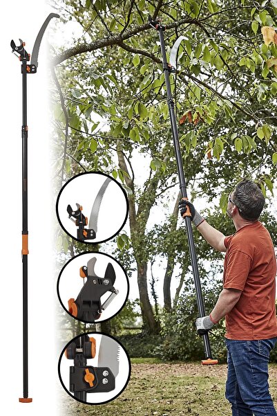 Binbirreyon Teleskopik Saplı Yüksek Dal Kesme Makası Testere Dahil 400cm Karb...