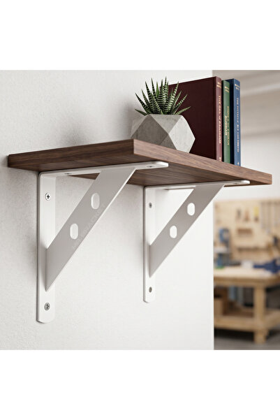 MR.BRACKET 20x16cm - 2 ad. Çelik Beyaz Raf Altı Ayak - Metal Raf Tutucu L Dem...