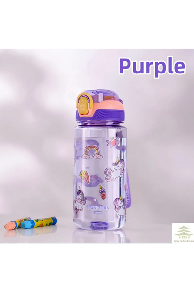 choice2 600ml Purple 600ml Dinosaur Water Bottle For Kids Water Sippy Cup Wit...