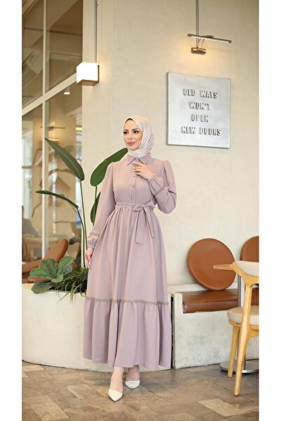 Moda İncir Δαντελωτό φόρεμα με κορδόνια