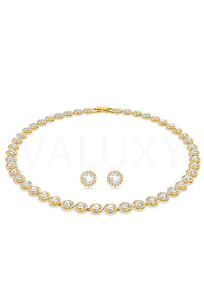 Valuxy Χρυσό Σετ Κολιέ και Σκουλαρίκια Άγγελης