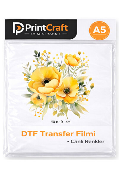 Palo Santo 10x10 cm Sarı Çiçekler Modeli Ütü ile Yapışan DTF Transfer Baskı (A5)