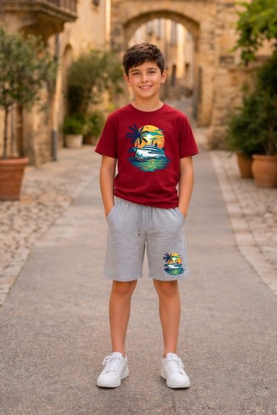 armicem Armikids 2-Piece Advantage Boys' Multi-Colored Printed Summer Shorts Set