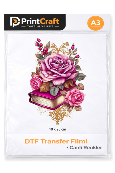 Palo Santo 18x25 cm Kitap ve Çiçekler Modeli Ütü ile Yapışan DTF Transfer Bas...